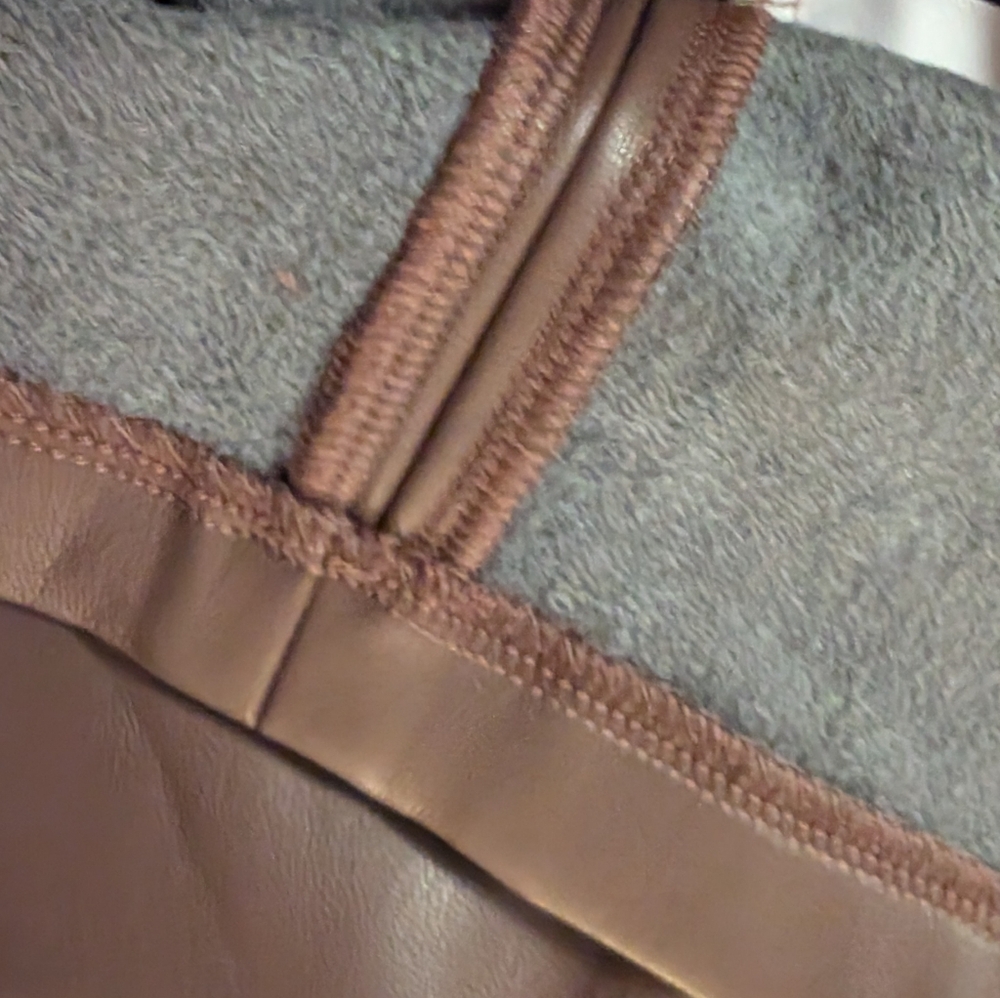 Express One-Shoulder Faux Leather Mini Dress in Mocha - Picture 6 of 6